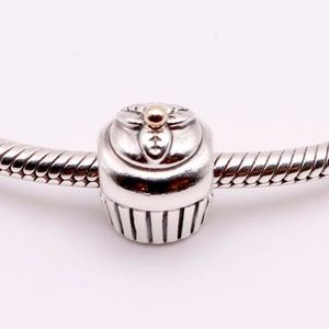 RETIRED Authentic Pandora Cupcake Charm With 14K Gold